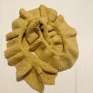 Zara Long Knit Yellow Scarf Ruffle Rouched Wrap Around Neck Warmer Youth